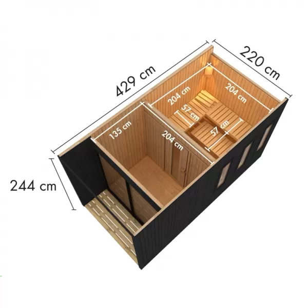 Finská sauna KARIBU MIRAMAR (92843) černá LG3779