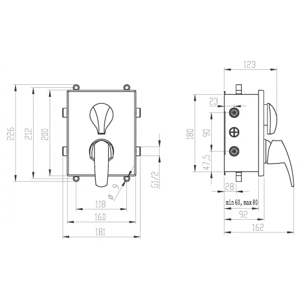 Podomítková baterie s boxem 2 vývody Novaservis BOX56052R,0