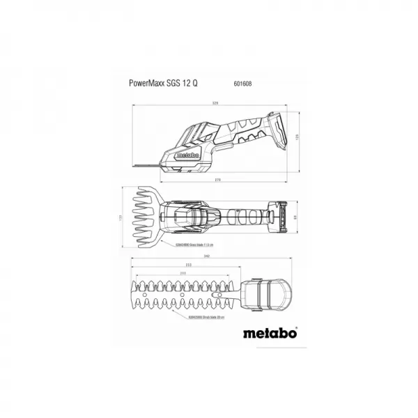 Aku nůžky PowerMaxx 12V 1x2,0Ah Metabo 601608500