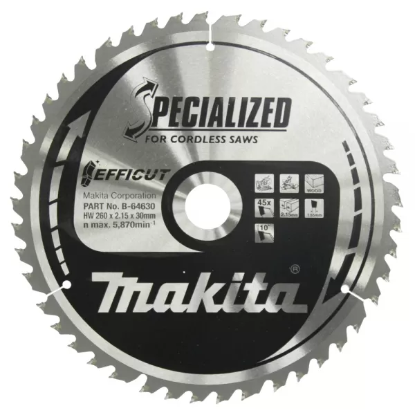 Kotouč pilový dřevo Efficut 260x2,15x30mm 45Z Makita B-64630