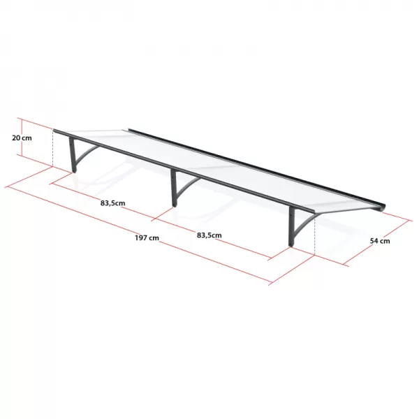 Stříška nad dveře LANITPLAST RUMBA XL 197/54 antracit LG2761