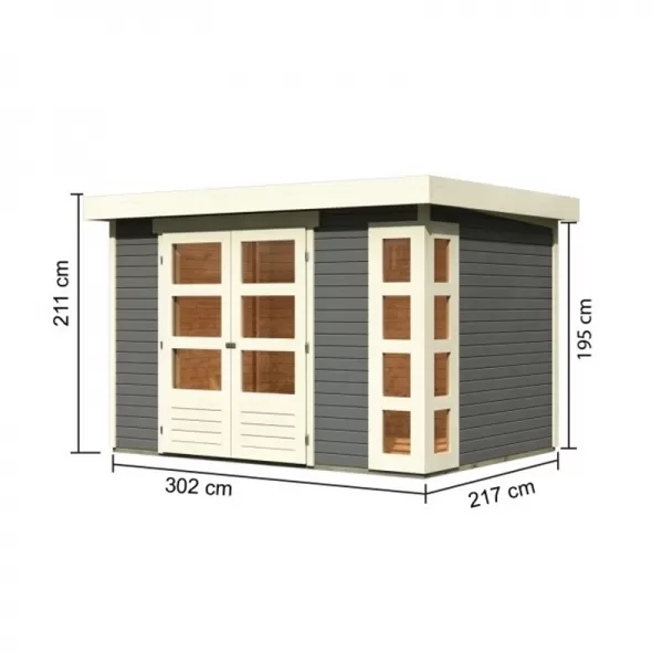 Dřevěný domek KARIBU KERKO 4 (82929) šedý LG2965