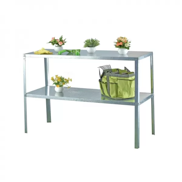 Ocelový regál 115x40 cm dvoupolicový stříbrný GSD2 LANITPLAST LG2640