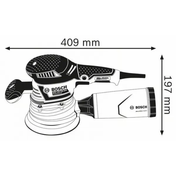 Excentrická bruska + LBOXX 238 Bosch GEX 40-150 0.601.37B.201