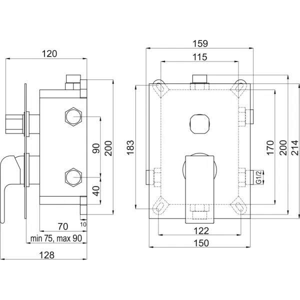 Podomítková baterie s boxem 3 vývody SHARP Novaservis BOX37051RX,0