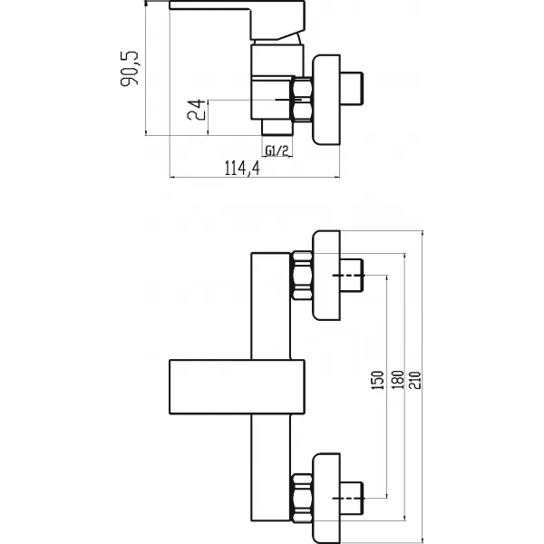 Sprchová baterie bez příslušenství 150mm Titania CUBE chrom Novaservis 98860/1,0