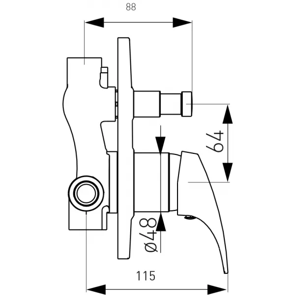 Vanová a sprchová podomítková baterie s přepínačem ONE chrom Novaservis BFO7P