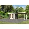 Dřevěný domek KARIBU ASKOLA 4 + přístavek 280 cm (92073) šedý LG1771