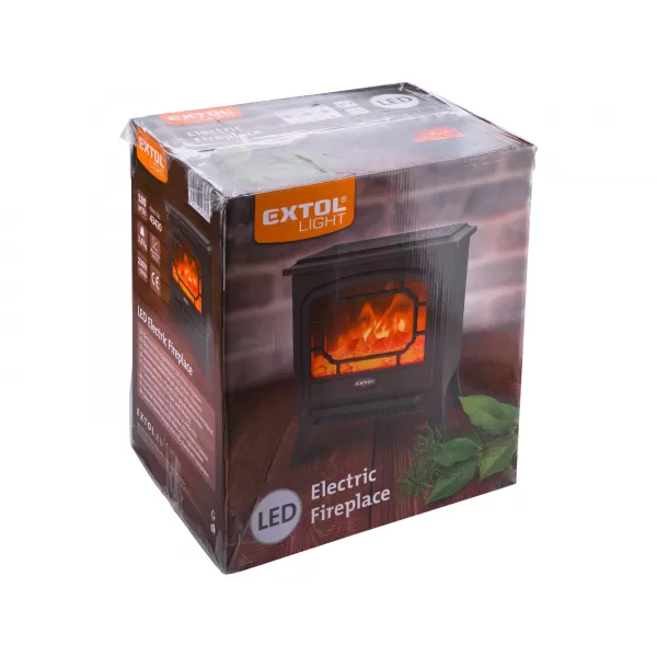 Elektrický krb s plápolajícím ohněm LED a topením 1800W Extol Light 43420