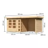 Dřevěný domek KARIBU KERKO 3 + přístavek 240 cm včetně zadní a boční stěny (82934) natur LG2956