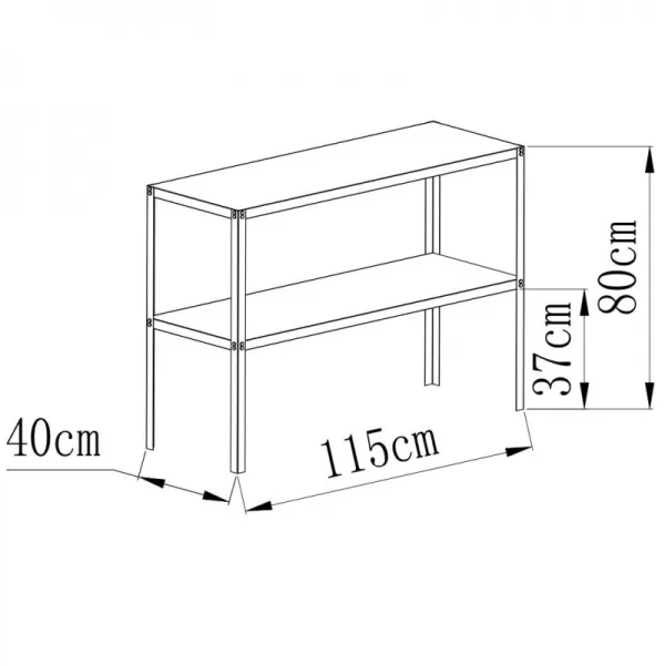 Ocelový regál 115x40 cm dvoupolicový stříbrný GSD2 LANITPLAST LG2640