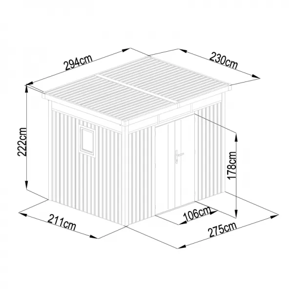 Plechový domek LANITPLAST MARBURG 108 ANTRACIT LG4018