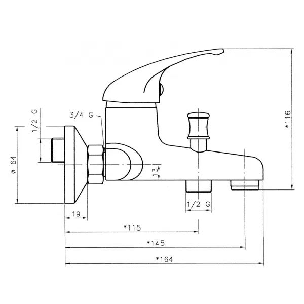 Vanová baterie bez příslušenství 100 mm Titania Iris chrom Novaservis 92024/1,0