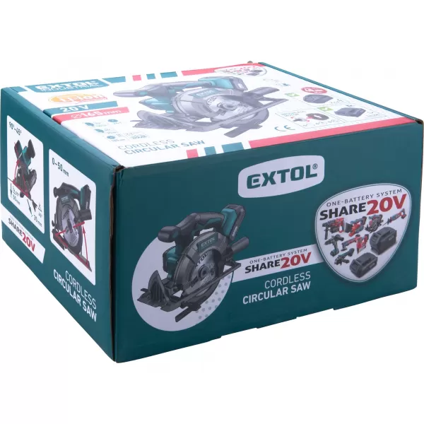 Aku kotoučová pila SHARE 20V 2,0Ah BRUSHLESS Extol Industrial 8791822