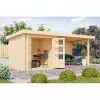 Dřevěný domek KARIBU BASTRUP 2 + přístavek 300 cm včetně zadní stěny (9301) natur LG2818