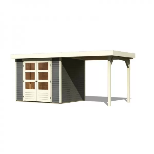 Dřevěný domek KARIBU ASKOLA 3 + přístavek 240 cm (82905) šedý LG1765