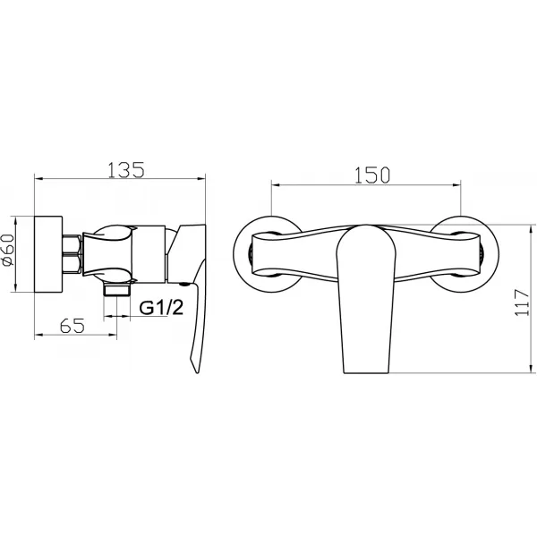 Sprchová baterie bez příslušenství 150 mm Nobless Heda chrom Novaservis 40061/1,0