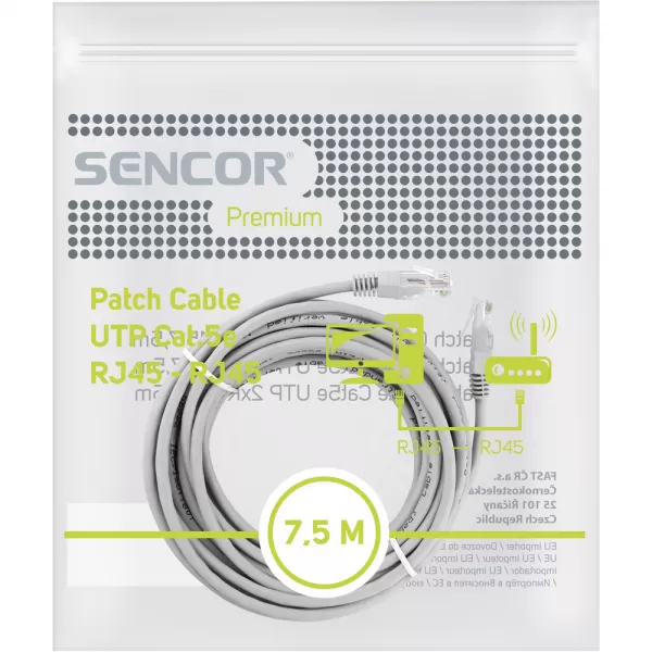 Patch kabel SCO 560-075 CAT5e UTP 2xRJ45 7,5m SENCOR 45010203