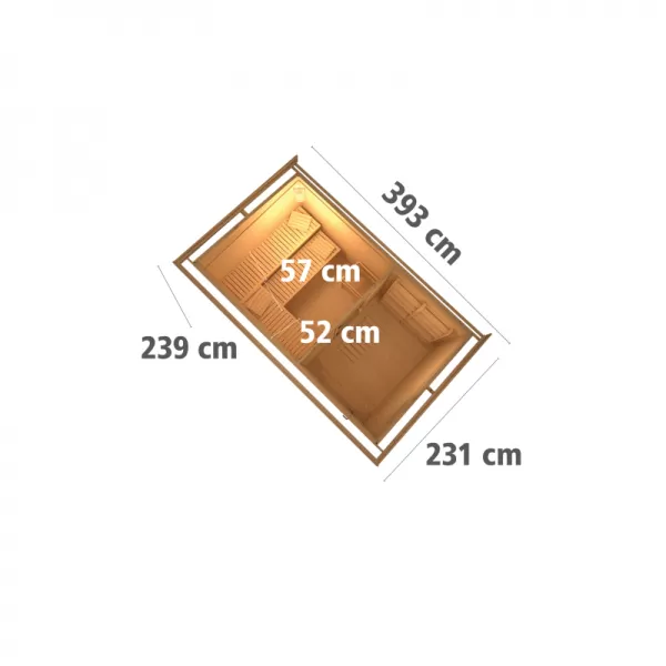 Finská sauna KARIBU SKROLLAN 3 (86308) s předsíní LG1931
