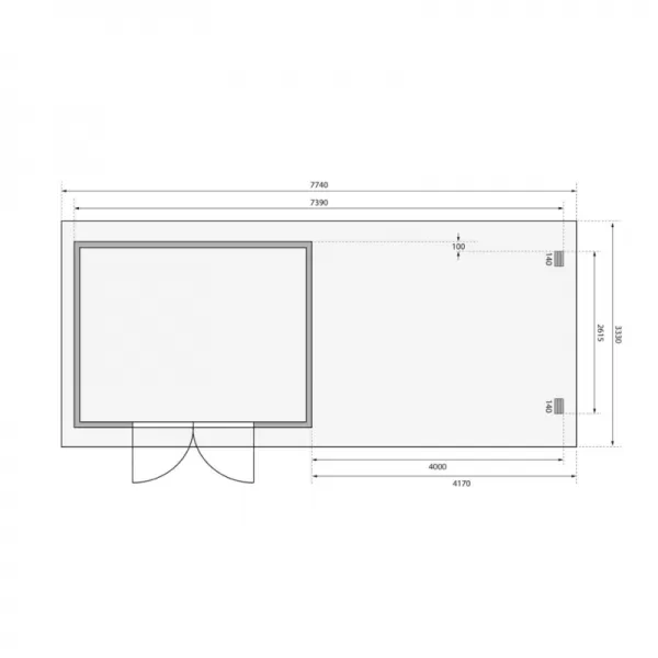 Dřevěný domek KARIBU BASTRUP 7 + přístavek 400 cm (77807) natur LG2938