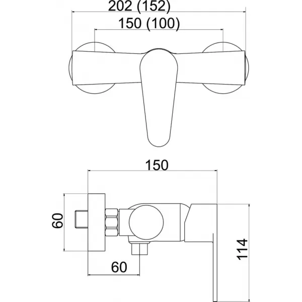 Sprchová baterie bez příslušenství 100mm Titania Fresh chrom Novaservis 96065/1,0