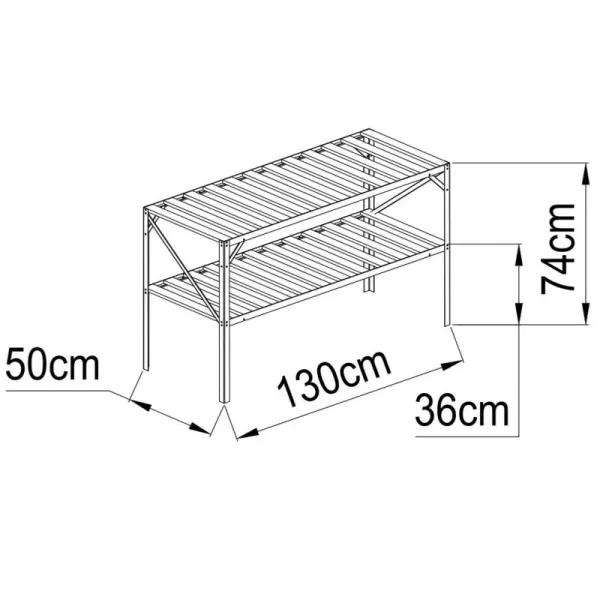 AL regál 130x50 cm dvoupolicový stříbrný GSB2 LANITPLAST LG2632