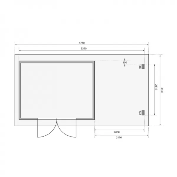 Dřevěný domek KARIBU BASTRUP 7 + přístavek 200 cm (78673) natur LG2934