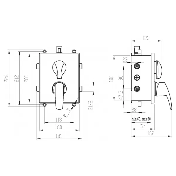 Podomítková baterie s boxem 3 vývody Novaservis BOX56052RX,0