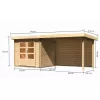 Dřevěný domek KARIBU BASTRUP 2 + přístavek 300 cm včetně zadní stěny (9301) natur LG2818