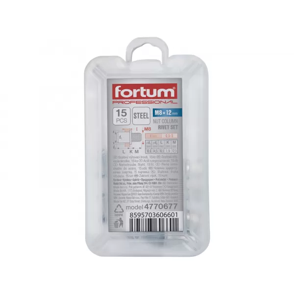 Šrouby nýtovací ocelové 15ks M8x12 mm FORTUM 4770677
