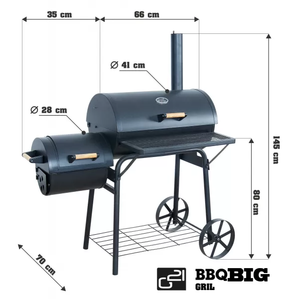 Gril na dřevěné uhlí s udírnou G21 BBQ big