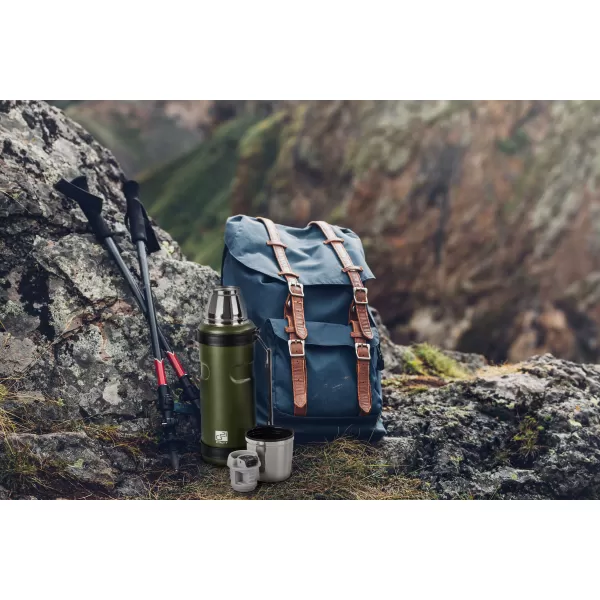 Termoláhev G21 na pití, 1000 ml, ocelově khaki zelená s rukojetí