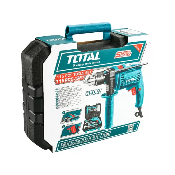 Vrtačka s příklepem a nářadím 680W Total THKTHP1152