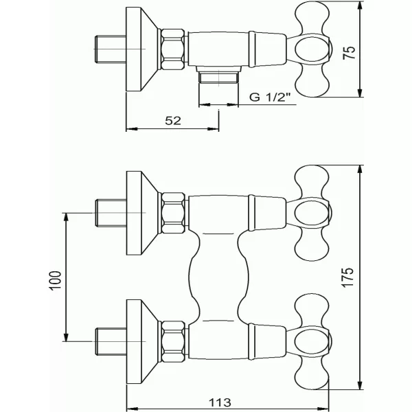 Sprchová baterie bez příslušenství 100 mm Retro II chrom Novaservis 99164/1,0