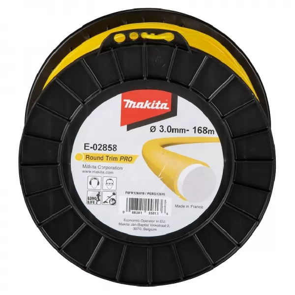 Struna nylonová Pro 3,0mm, 168m, žlutá, kulatá Makita E-02858