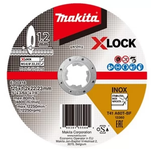 Kotouč řezný nerez X-Lock 125x1,2x22,23mm Makita E-00418