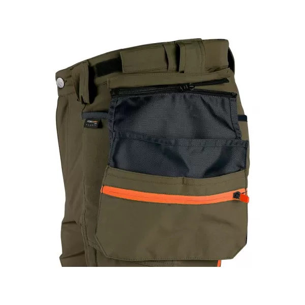 Kalhoty Canis CXS NAOS pánské, zeleno-zelené, HV oranžové doplňky