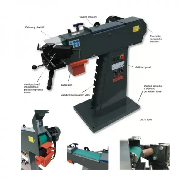 Pásovec MULTI N.KO Machines-Multifunkční pásová bruska na trubky a jekle