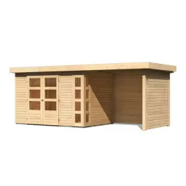 Dřevěný domek KARIBU KERKO 4 + přístavek 240 cm včetně zadní a boční stěny (82942) natur LG2973