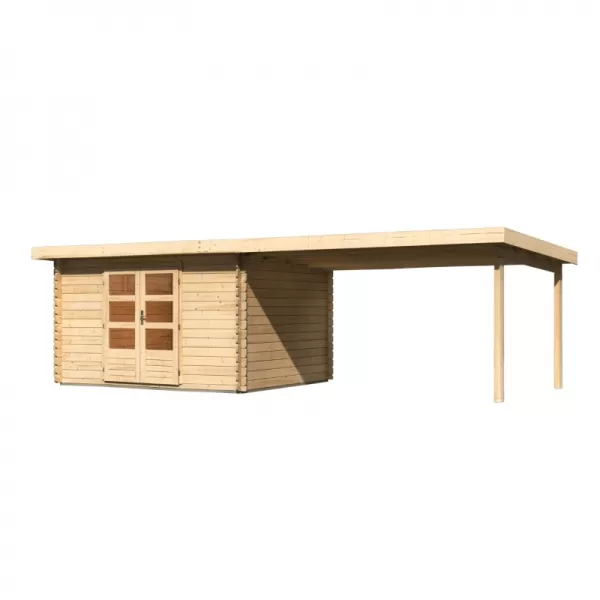 Dřevěný domek KARIBU BASTRUP 7 + přístavek 400 cm (77807) natur LG2938