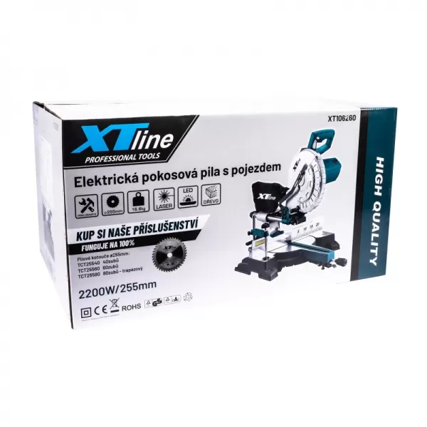 Pokosová pila s laserem 255mm, 2200W Xtline XT106260