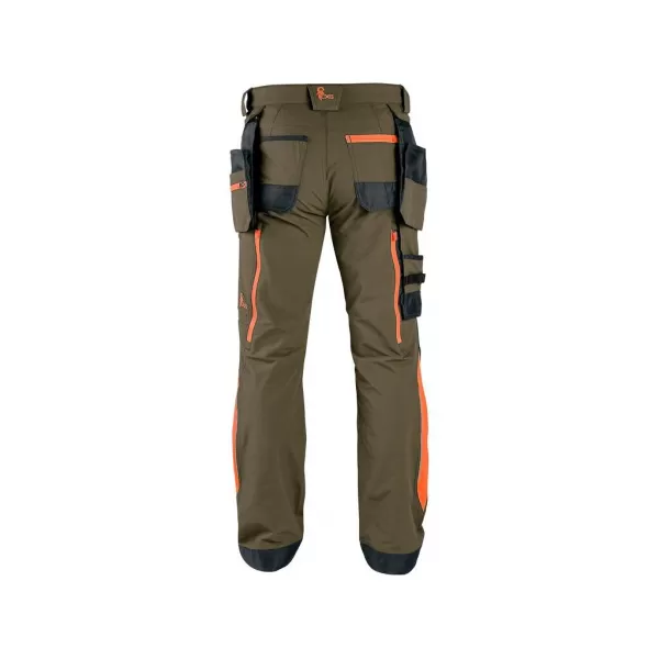 Kalhoty Canis CXS NAOS pánské, zeleno-zelené, HV oranžové doplňky