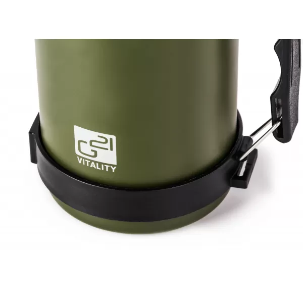 Termoláhev G21 na pití, 1000 ml, ocelově khaki zelená s rukojetí
