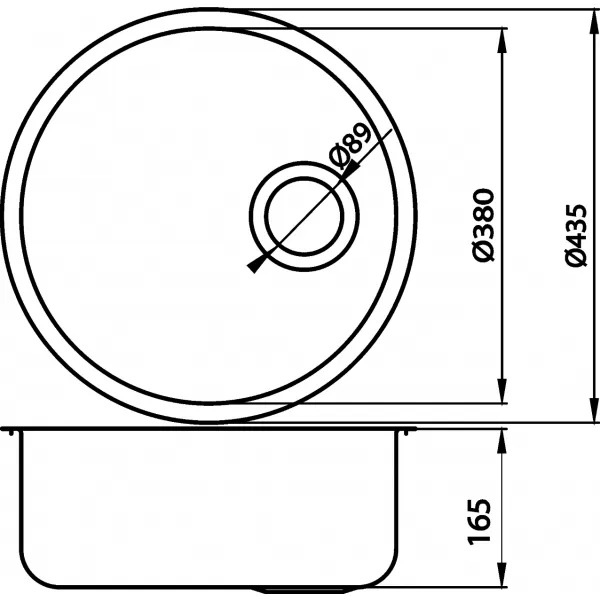 Dřez kulatý průměr 43 s přepadem nerez Novaservis DR43
