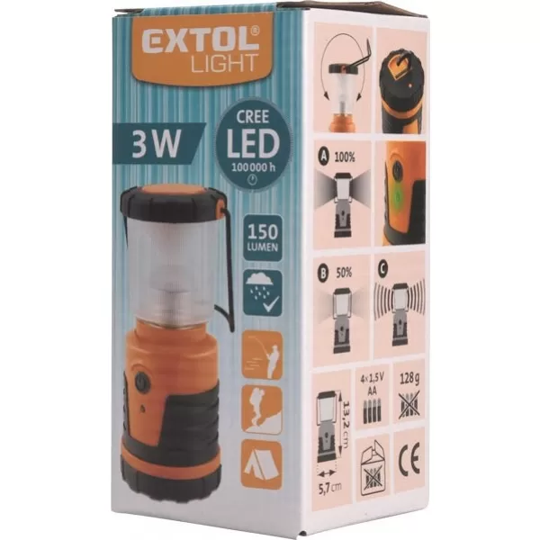 Lucerna turistická 150lm 3W CREE XPE LED EXTOL LIGHT 43114