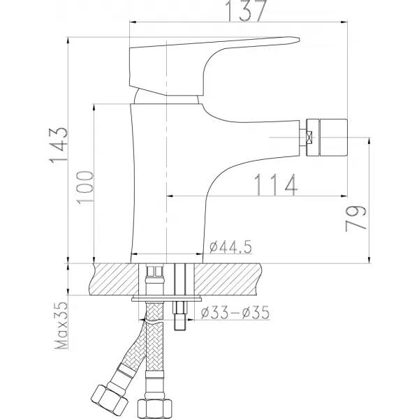 Bidetová baterie s výpustí Titania Nice chrom Novaservis 97011,0