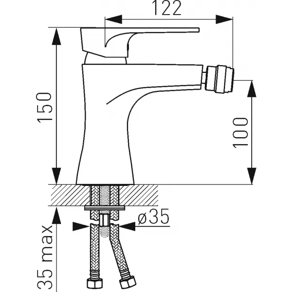 Stojánková bidetová baterie ALGEO SQUARE chrom Novaservis 82011,0
