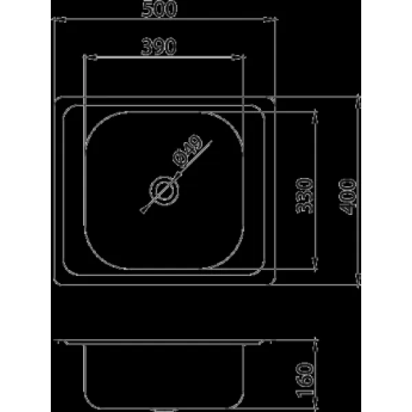Dřez 40x50 s přepadem nerez Novaservis DR40/50A