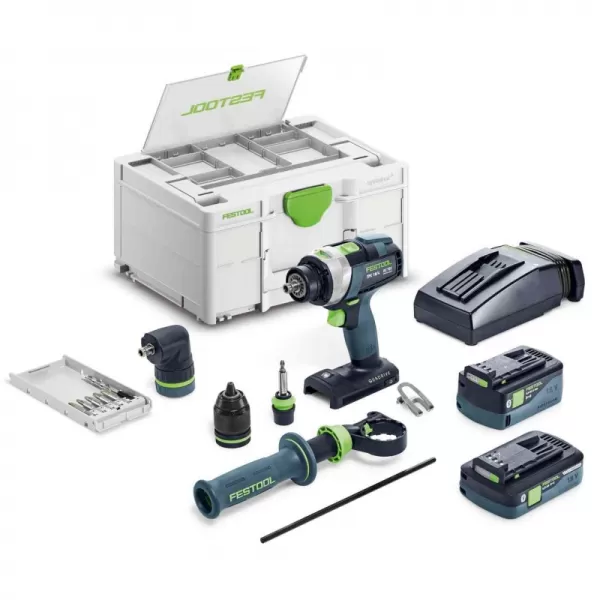 Aku příklepový vrtací šroubovák QUADRIVE TPC 18V 1x5,0 + 1x4,0Ah I-Set Festool 577621