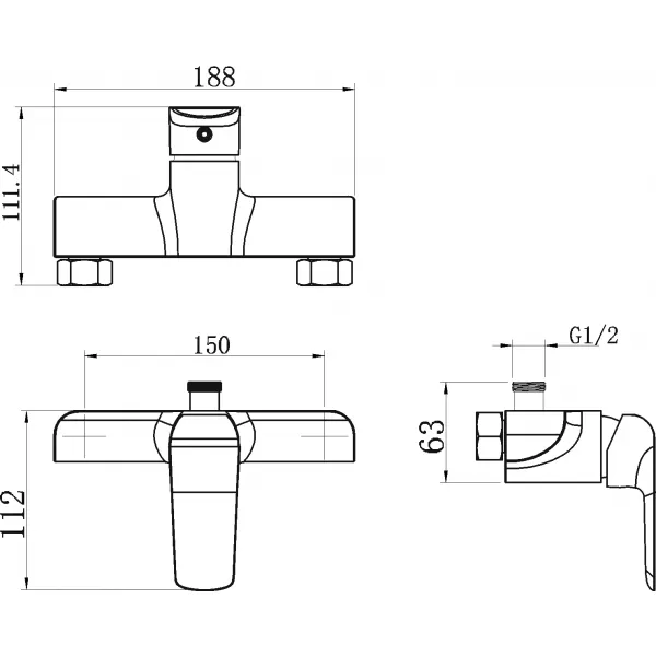 Sprchová baterie bez příslušenství 150 mm Tina bílá/chrom Novaservis 38062/1,1